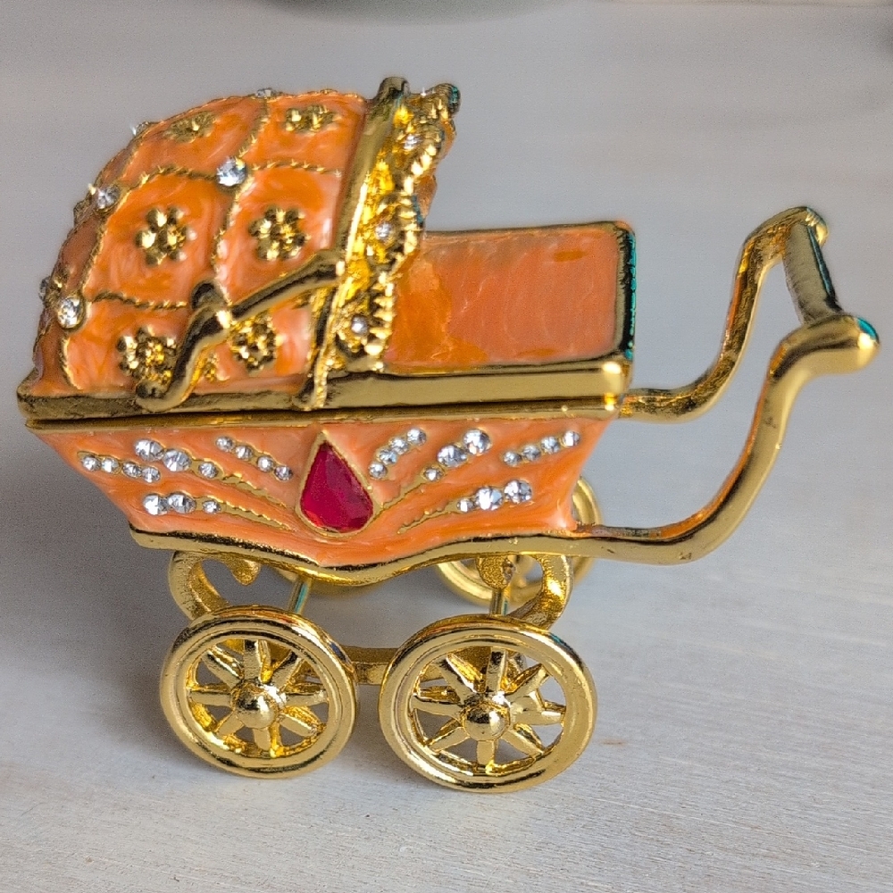 Ornate Orange and Gold Decorative Carriage